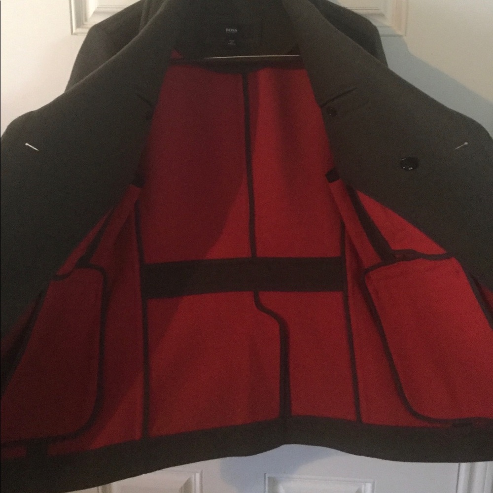 ❌. SOLD ❌  Hugo Boss Pea Coat 40R Retail $745 - Picture 5 of 7